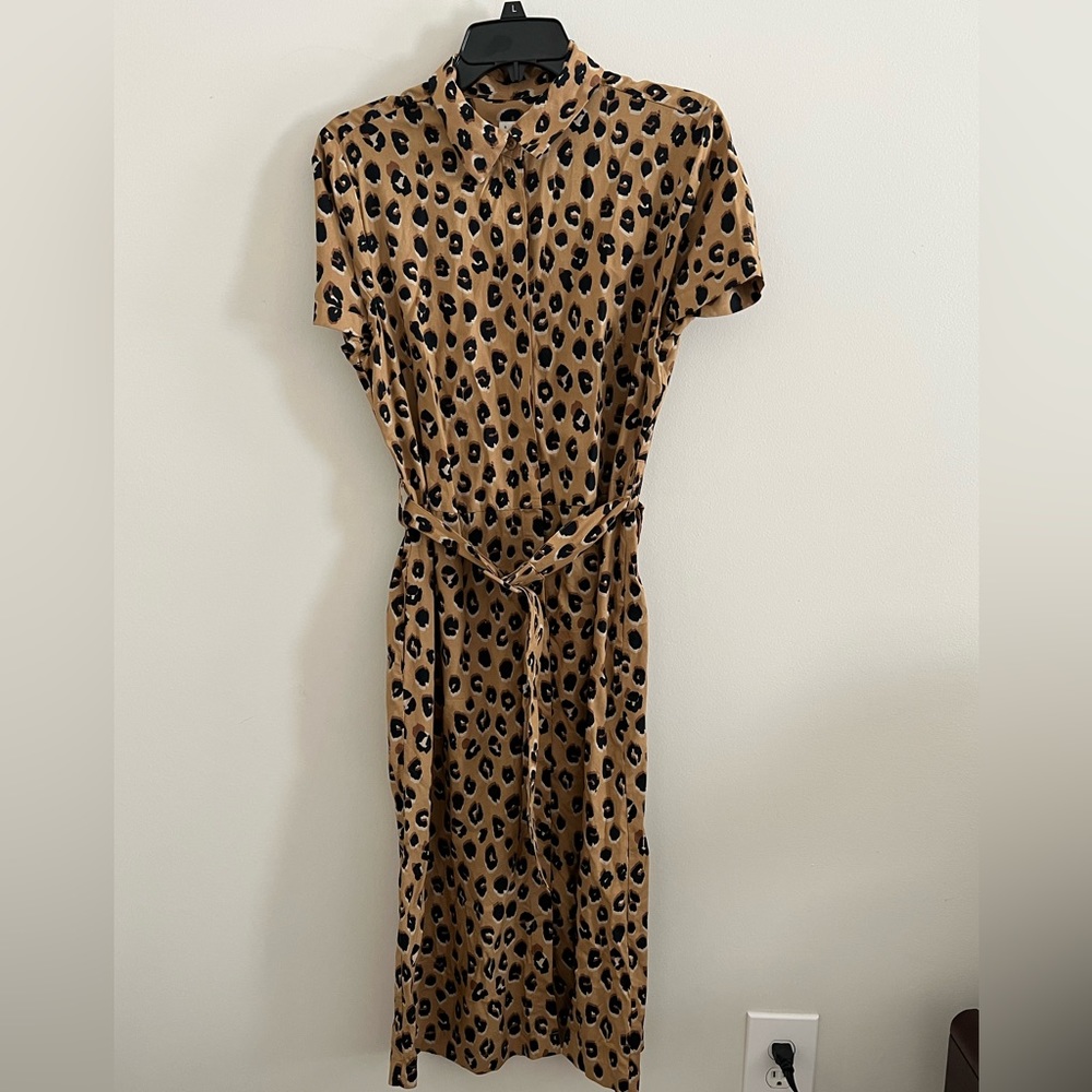 Cheetah Belted MIDI Dress